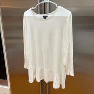 J. Jill wearever collection Cream Long Sleeve Blouse ruffle hem Xl